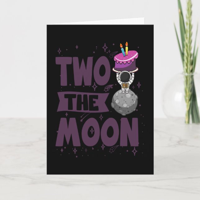 TWO THE MOON 2nd Birthday Toddler Space Birthday Card (Front)