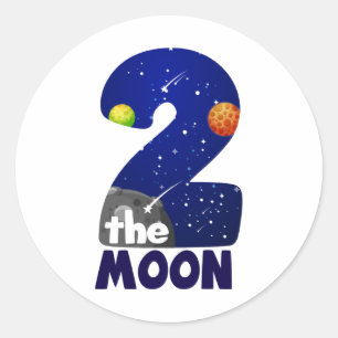 TWO THE MOON 2nd Birthday Toddler Space Birthday Classic Round Sticker