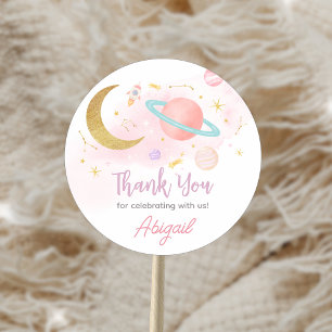 Two the Moon and Stars Birthday Party Classic Round Sticker