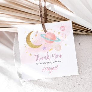 Two the Moon and Stars Birthday Party Square Favour Tags