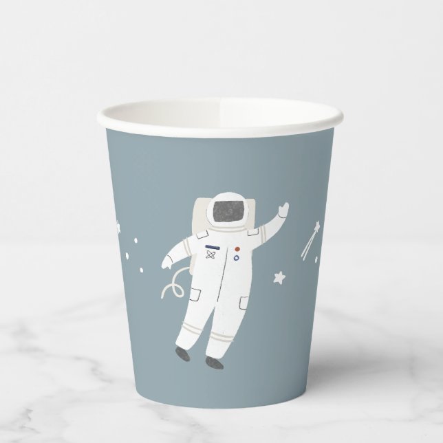 Two The Moon Astronaut Space Party Paper Cups (Left)