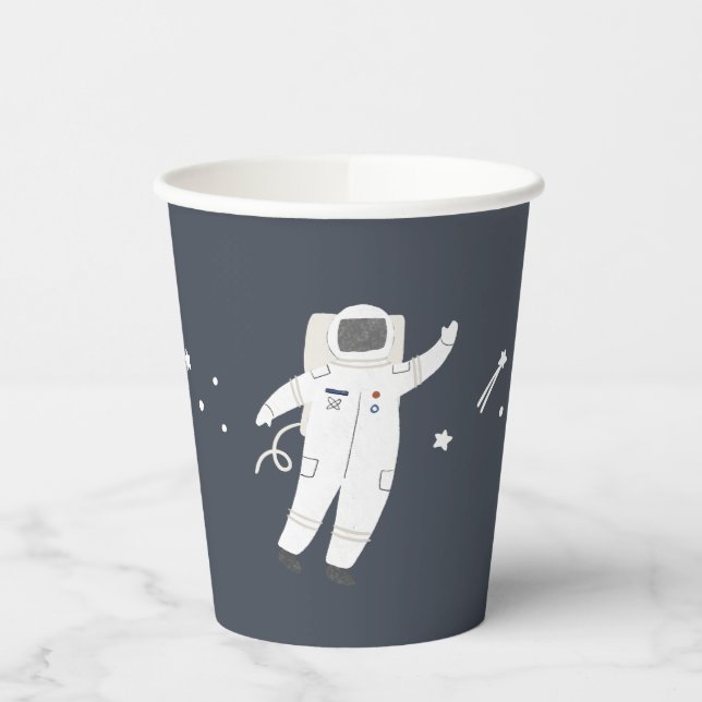 Two The Moon Astronaut Space Party Paper Cups (Left)