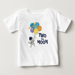 Two the moon Birthday Boy Space Planets Astronaut Baby T-Shirt