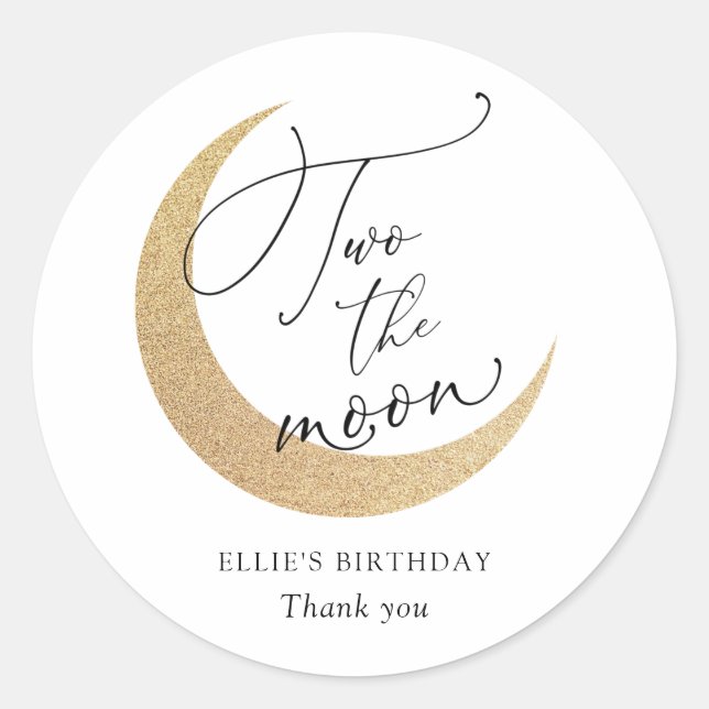 Two The Moon Birthday Classic Round Sticker (Front)