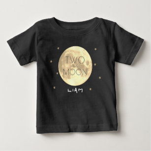 Two the Moon Black 2nd Birthday Boy Baby T-Shirt