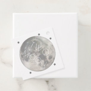 Two the Moon Boy 2nd Birthday Silver Thank You Favour Tags