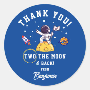 Two The Moon Boy Birthday Thank You Classic Round Sticker