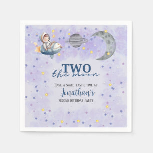 Two The Moon Boy Space Rocket 2nd Birthday Napkin