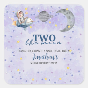 Two The Moon Boy Space Rocket 2nd Birthday Square Sticker
