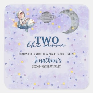 Two The Moon Boy Space Rocket 2nd Birthday  Square Sticker