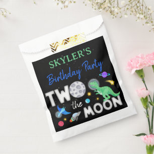 Two The Moon Dinosaur Astronaut 2nd Birthday Favour Bag