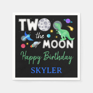 Two The Moon Dinosaur Astronaut 2nd Birthday Napkin