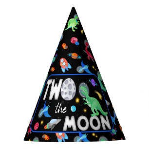 Two The Moon Dinosaur Astronaut 2nd Birthday Party Hat