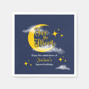 Two The Moon Elegant Gender Neutral 2nd Birthday Napkin
