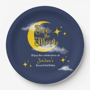 Two The Moon Elegant Gender Neutral 2nd Birthday Paper Plate