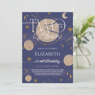 Two The Moon Galaxy Birthday Invitation