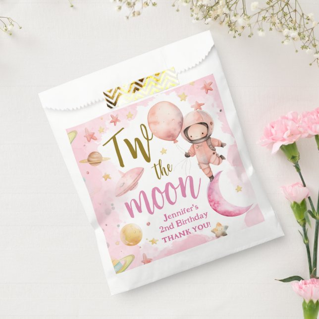 Two The Moon! Girl Astronaut Space 2nd Birthday Favour Bag (Sealed)