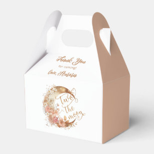 Two the moon gold floral girl 2nd birthday party favour box