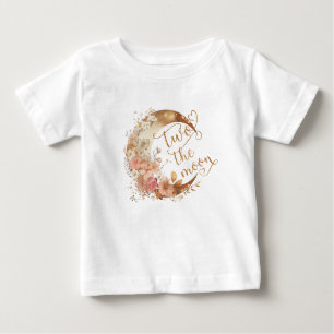 Two the moon gold pink girl 2nd birthday baby T-Shirt