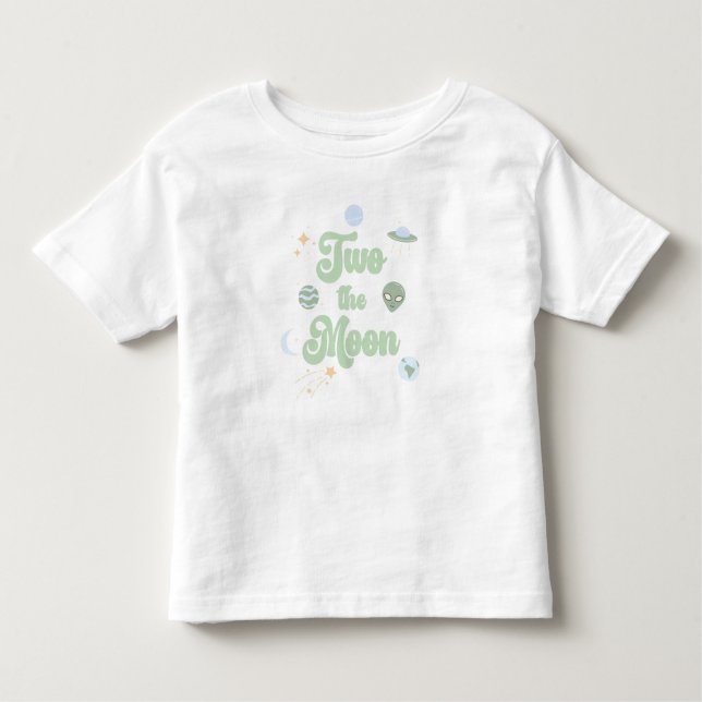 Two The Moon Green Space 2nd Birthday Toddler T-Shirt (Front)