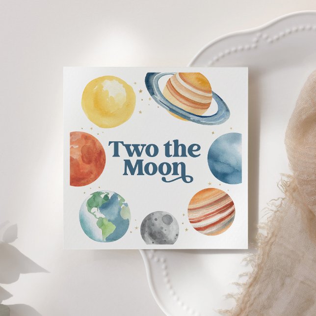 Two the Moon Outer Space 2nd Birthday Napkin (Creator Uploaded)