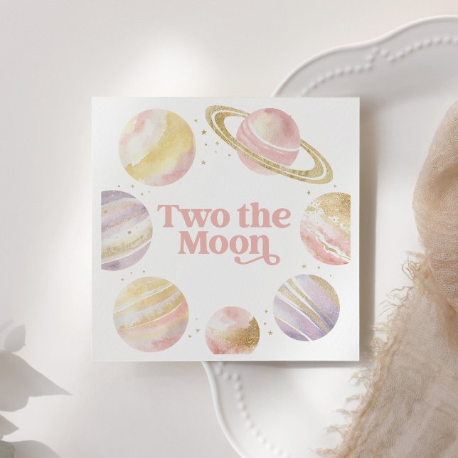 Two The Moon Outer Space 2nd Birthday Napkin (Creator Uploaded)