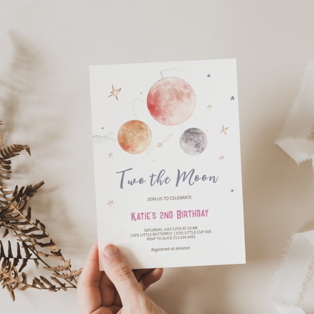 "TWO the Moon" Outer Space Birthday Invitation (Creator Uploaded)