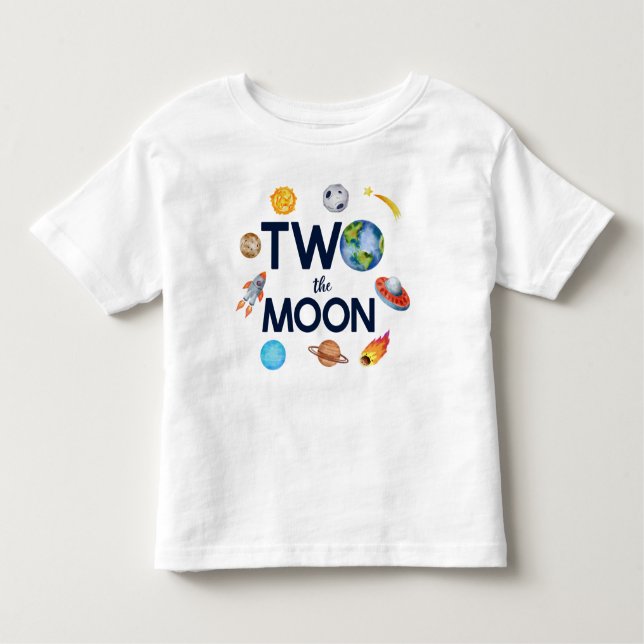 Two The Moon Outer Space Planet 2nd Birthday Party Toddler T-Shirt (Front)