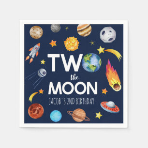 Two The Moon Outer Space Planet Birthday Party Napkin