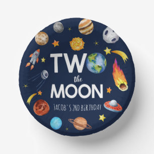 Two The Moon Outer Space Planet Birthday Party Paper Plate
