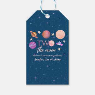 Two The Moon Outer Space Ship Planets 2nd Bday Gift Tags