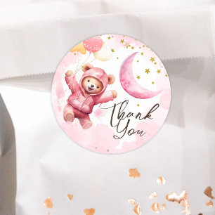 TWO the Moon   Pink Girl 2nd Birthday Classic Round Sticker