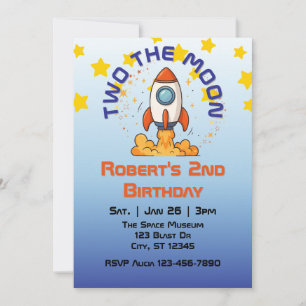 Two The Moon, Rocket 2nd Birthday Invitation