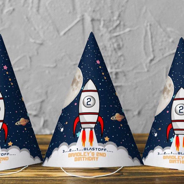 Two the Moon Rocket Ship 2nd Birthday Party Hat (Creator Uploaded)