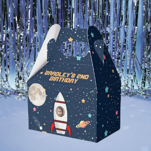 Two the Moon Rocket Ship 2nd Birthday Photo Favour Box