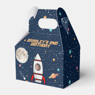 Two the Moon Rocket Ship 2nd Birthday Photo Favour Box