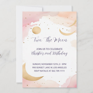 Two The Moon Second Birthday Invitation