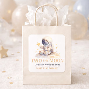 Two the Moon Space Astronaut 2nd Birthday Favour Square Sticker