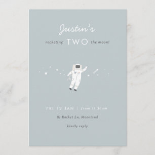 Two The Moon Space Party 2nd Birthday Invite