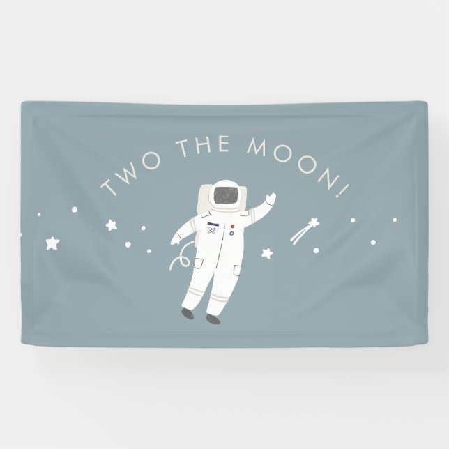 Two The Moon Space Party 2nd Birthday Invite Banner (Horizontal)