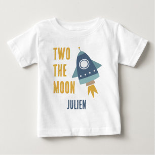Two the Moon Space Rocket 2nd Birthday Party Baby T-Shirt