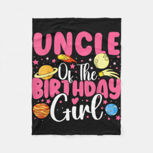 Two the moon uncle of the birthday girl astronaut fleece blanket