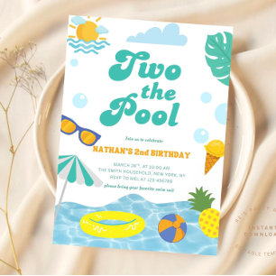 Two the Pool 2nd Birthday Summer Splish Splash Invitation