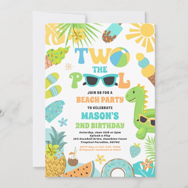 Two The Pool Summer 2nd Birthday Pool Party  Invitation (Front)