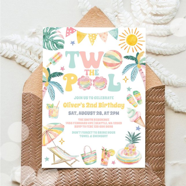 Two The Pool Summer Party 2nd Birthday Invitation (Creator Uploaded)