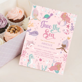 Two the Sea Birthday Invitation. Editable Mermaid  Invitation