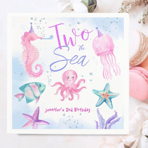 Two The Sea  Mermaid 2nd Birthday Cute Ocean  Napkin