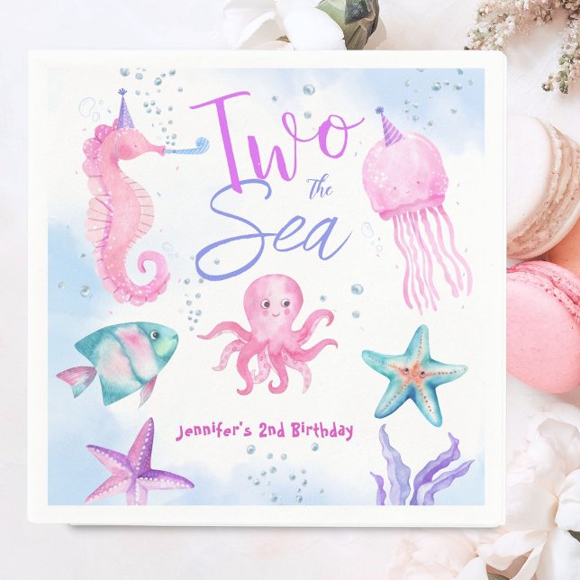 Two The Sea  Mermaid 2nd Birthday Cute Ocean  Napkin (Creator Uploaded)