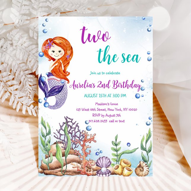 Two the Sea Mermaid 2nd Birthday  Invitation (Creator Uploaded)