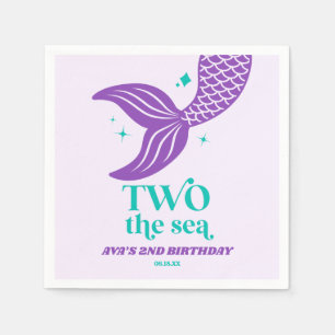 TWO The Sea Mermaid 2nd Second Birthday Party Napkin